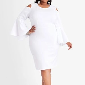 Ashley Stewart Cold Shoulder Flare Sleeve Bodycon